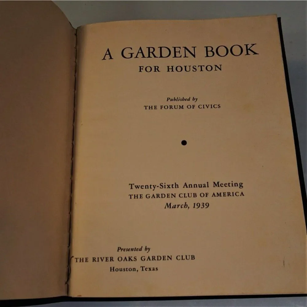 A Garden Book for Houston 1939 Vinyl Cover Forum of Civics Houston Garden Club